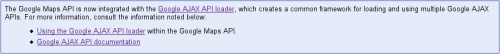 Screenshot Google Maps Ajax API Loader Announcement